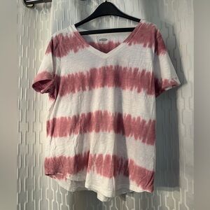 Old Navy Women's Red and White Tie-Dye Top- Size XL